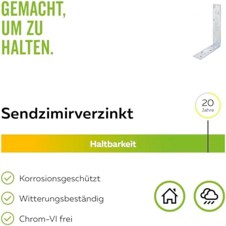 GAH Alberts Balkenwinkel, Gelb verzinkt, 160 x 240 x 50, Winkel für Balken, ungleichs... – Bild 6