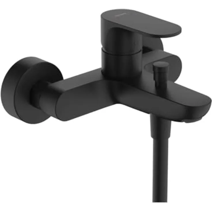 Hansgrohe Rebris S Einhebel-Wannenmischer Aufputz, matt schwarz, mit Keramikmischsystem und automatischer Rückstellung