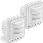 deleyCON 2X Infrarot Bewegungsmelder Unterputz Wandmontage Innenbereich Lichtsteuerung 160° Arbeitsfeld 9m Reichweite eingebauter Lichtsensor Weiß, 2er Pack