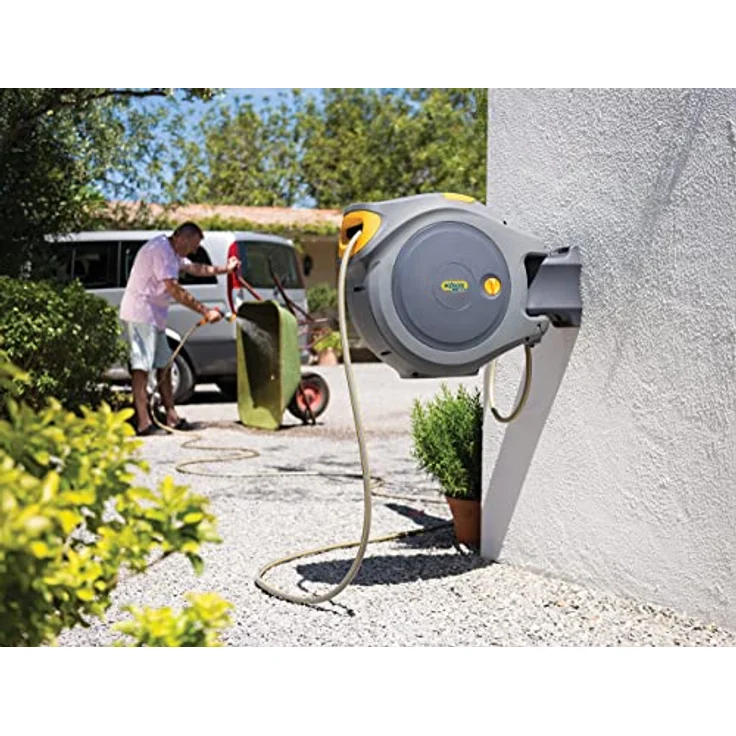 Hozelock Flowmax Auto Reel-Schlauchbox mit 30 m Schlauch 2597 180° schwenkbar, mit Aufrollfunktion mit Anti-Knick-Schlauch grau – Bild 2