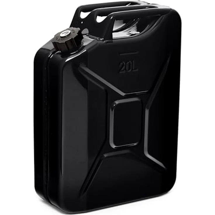 BW® Benzinkanister Metall 2x 20 Liter, Schraubverschluss mit Ausgießer, schwarz RAL 9005, TÜV-geprüft, UN-zugelassen, Made in Europe – Bild 2