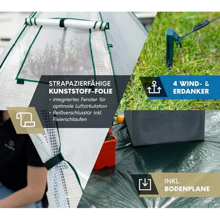 WESTMANN Überwinterungszelt Minze | 200x200x200 cm Weiß| Pflanzenschutz & Foliengewächshaus zum Überwintern von Pflanzen – Bild 4