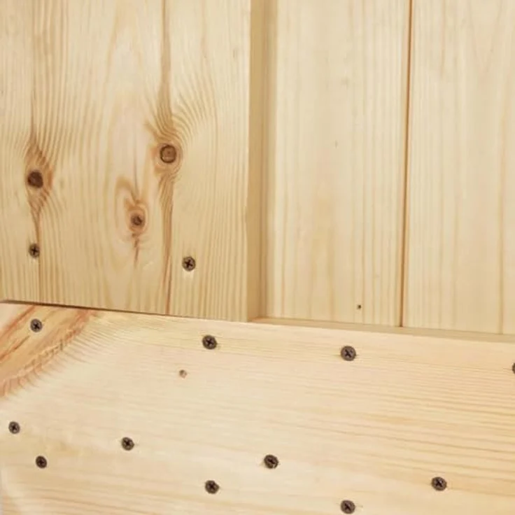 vidaXL Schiebetür 90 x 210 cm, Moderne Schiebetür aus Massivkiefer in Natürlich und Schwarz, Platzsparendes Design für Innenräume – Bild 5