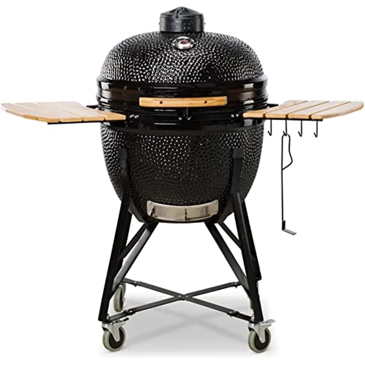 Kamado Bono Grande Limited Schwarzer - Kamado Grill - Kohle Gril Klein - Vielseitiger Keramikgrill für Draußen - Kleiner Kohlegrill mit Großer Wirkung - Perfekt für BBQ und Grillen, Ø 64cm
