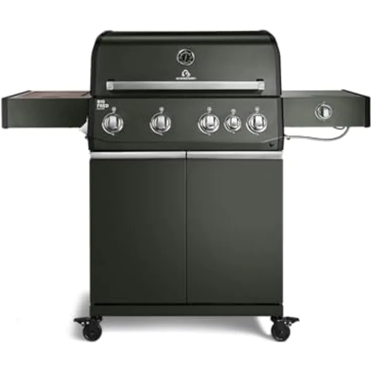 BURNHARD® Big FRED Deluxe, Gasgrill 4-Brenner mit 21,2 kW, Infrarot-Keramikbrenner, Edelstahl-Stabbrenner, Seitenkochfeld, große Grillfläche 70 x 41,5 cm, Piezo-Zündung, Gussrost