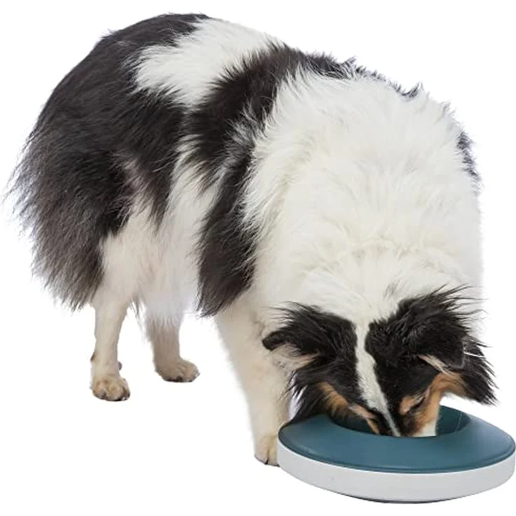 TRIXIE Slow Feeding Rocking Bowl, Kunststoff/TPR, 0,5 L/Ø 23 cm, Grau/Blau - 25285 – Bild 2