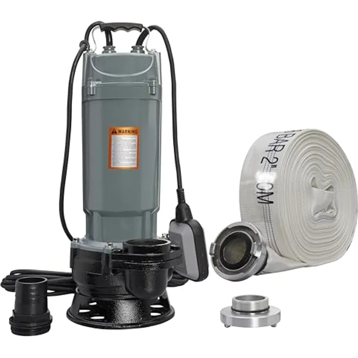CHM GmbH Schmutzwasserpumpe Magnum 4500 Fäkalienpumpe H.max 20m, 30.000 L/h mit C-Schlauch 20 m für Partikel bis 30mm, 2 Zoll Storz Anschluss
