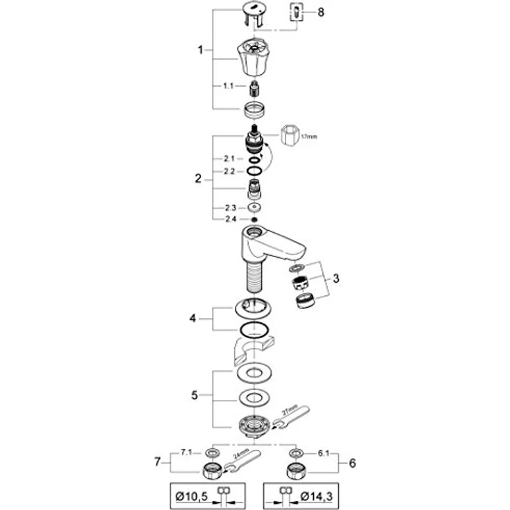 Grohe Standventil Costa 20404001, Badarmatur mit Metallgriff, chrom, ohne Ablaufgarnitur, wärmeisoliert, Longlife-Top – Bild 3