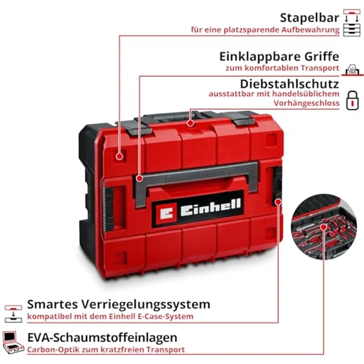 Einhell 370511 Werkzeugkoffer E-Case, 79-teiliges Starter Set mit Zangen, Hammer, Schraubendreher und Messwerkzeugen – Bild 4