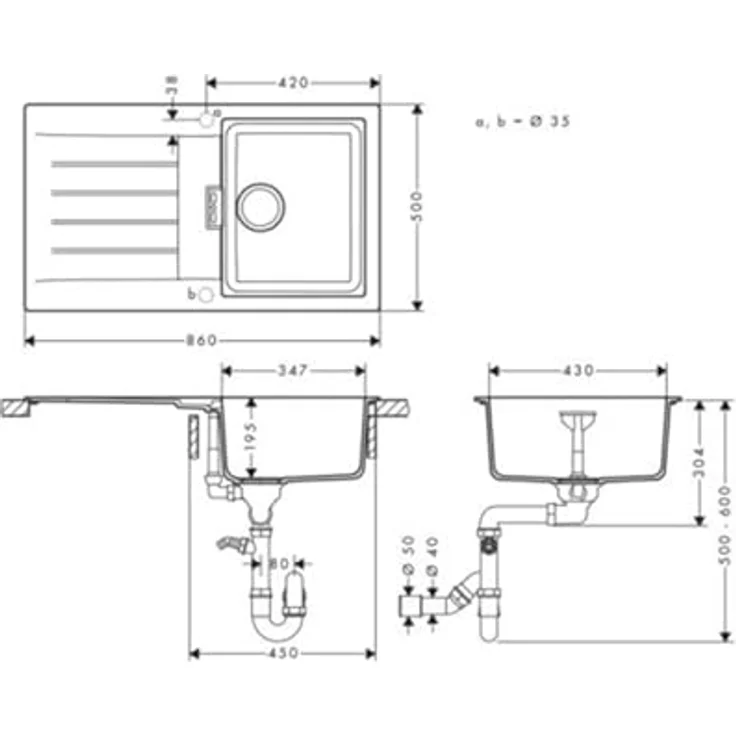 hansgrohe Einbauspüle S52 S520-F345 Graphitschwarz mit automatischer Ablaufgarnitur - Preisvergleich – Bild 4