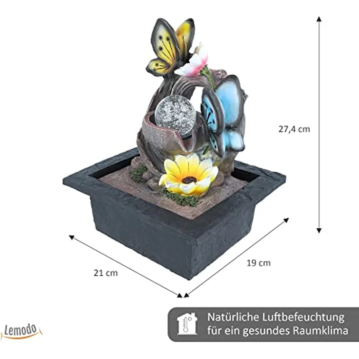 Zimmerbrunnen MOTIV mit LED Beleuchtung Schmetterling – Bild 3