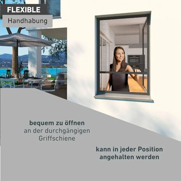 Windhager Insektenschutz Plissee 130 x 150 cm, anthrazit – Bild 7