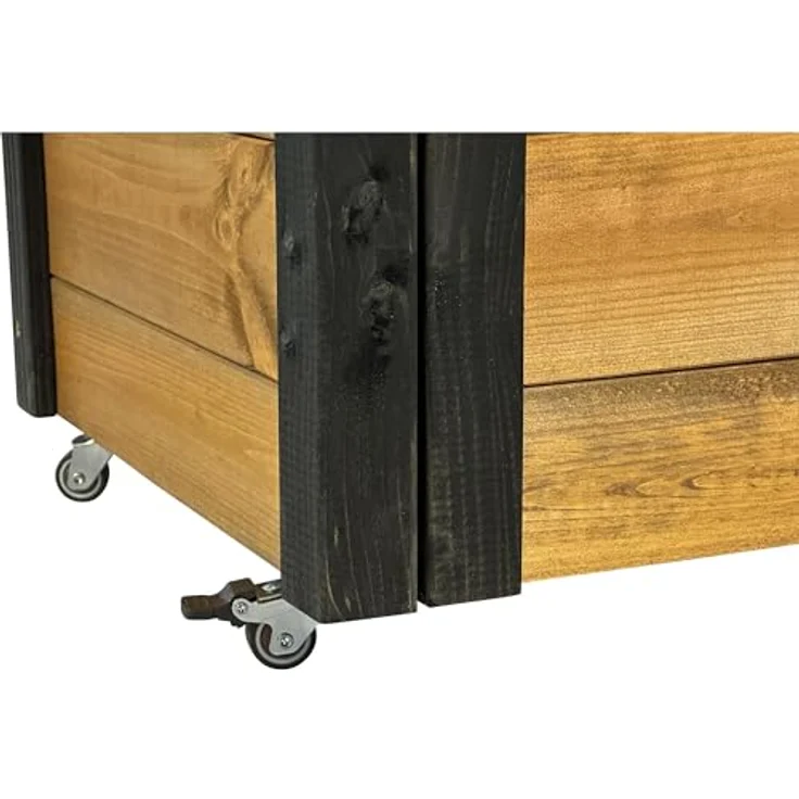dobar® Rollbares Hochbeet mit Staufach inkl. Schafswolle Gr. L - 60 x 40 x 80 cm - Schwarz-Braun – Bild 5