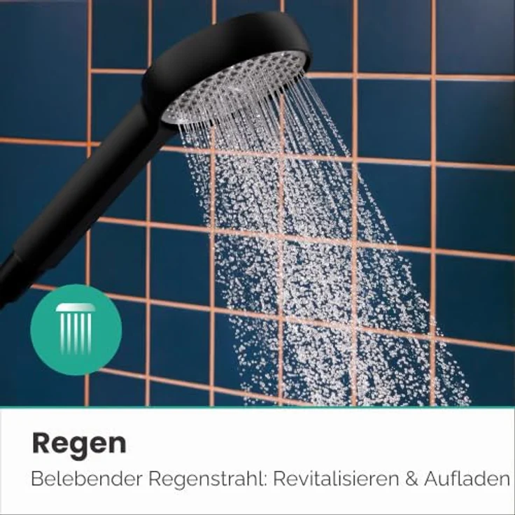 Hansgrohe Activera S Handbrause 1jet, 95mm, EcoSmart, FlexPower, Mattschwarz, für effiziente Wasserführung – Bild 5