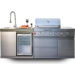 GORILLER® SILVERBACK S1 Gasgrill mit Kühlschrank-Waschbecken-Kombination, Edelstahl, Silber