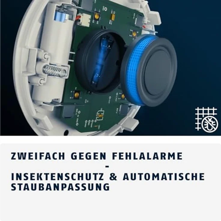 ABUS Rauchmelder Prefira 10, Q-Label zertifizierter Rauchwarnmelder mit 10-Jahres-Batterie, großer Prüftaste und Fehlalarm-Schutz mit Insektenschutzgitter – Bild 4