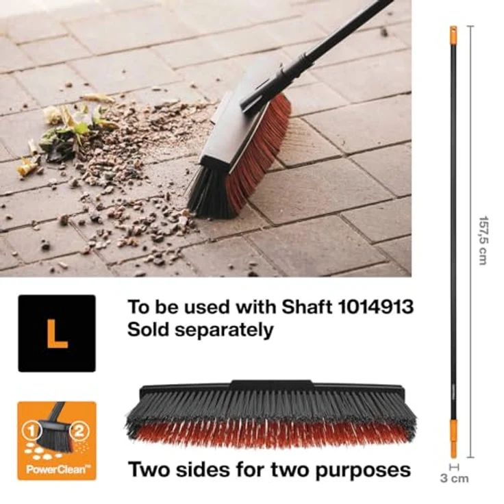 Fiskars Allzweckbesen-Kopf mit Powerclean-Borsten, Breite: 47 cm, L, Kunststoff, Schwarz, Solid, 1025931 – Bild 3