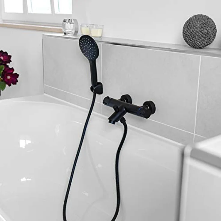 Cornat, Badarmatur, Andrea, Schwarz, Thermostat-Batterie mit Cool-Touch Technologie und Sicherheitssperre bei 38°C – Bild 6
