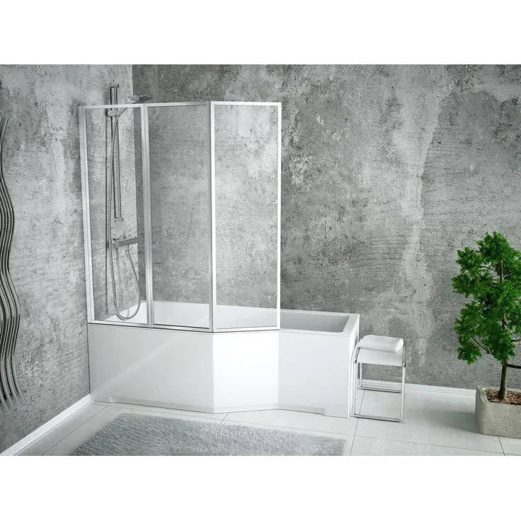 KOLMAN Duschwand Ambition 3 Premium, 3-teilig, Einscheibensicherheitsglas, 130x140 cm, klappbar