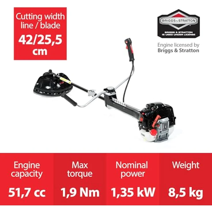 NAX POWER PRODUCTS 800B Motor 51,7 cm3 1,35kW Antivibrationssystem Briggs & Stratton Lizenzware Benzin-Sense Freischneider Rasentrimmer, Schwarz – Bild 4