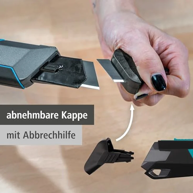 Wolfcraft 4291000 PRO SAFETY Abbrechklingenmesser 25mm, ergonomisches Teppichmesser mit PRO SHARP-Klinge für Links- und Rechtshänder – Bild 5