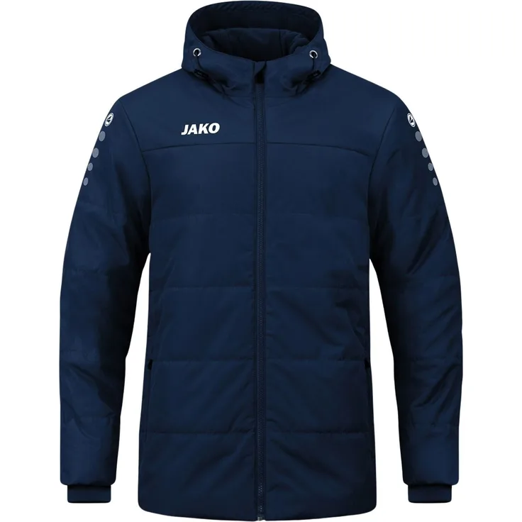 Jako Team Trainerjacke Erwachsene, Coachjacke mit Kapuze und wasserabweisendem Obermaterial, schwarz