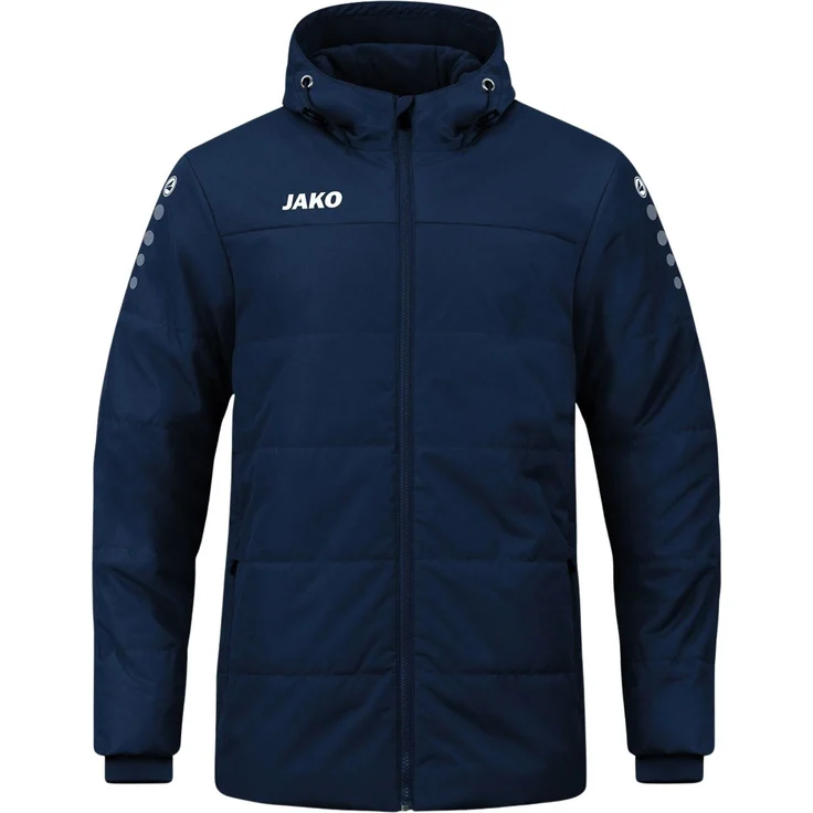 Jako Team Trainerjacke Erwachsene, Coachjacke mit Kapuze und wasserabweisendem Obermaterial, schwarz
