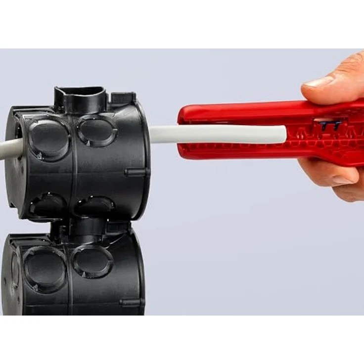 Knipex Tiefen-Abmantelungswerkzeug 175 mm 16 80 175 SB, Abisoliergerät mit langer, ergonomischer Formgebung für tiefe Gerätedosen – Bild 4