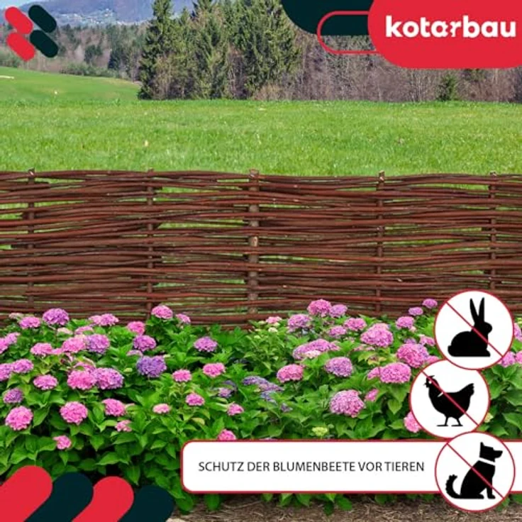 KOTARBAU® Beetbegrenzung Weidenzaun 10er Set, 120 x 20 cm, Braun, Wetterbeständig, Flexible Beeteinfassung zum Stecken – Bild 4