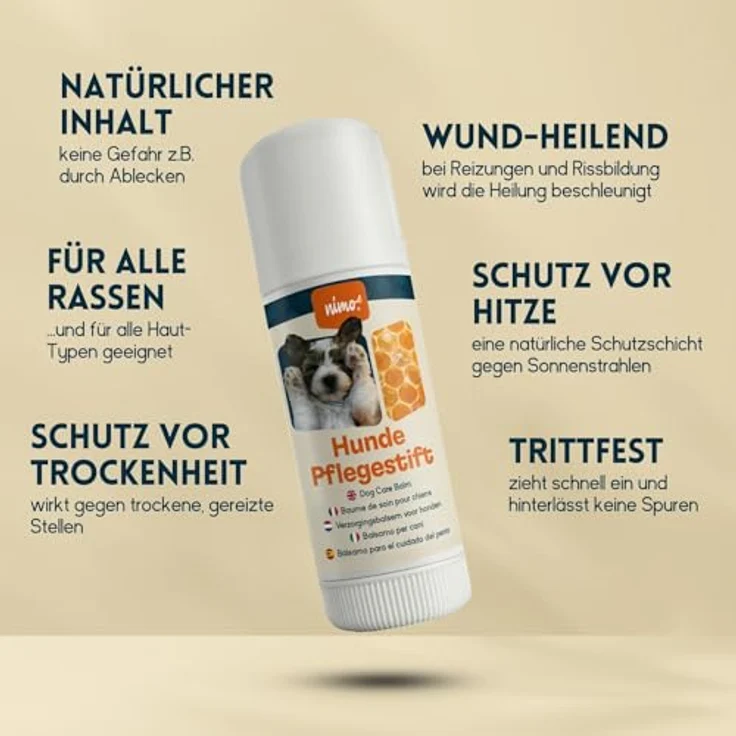 nimo Pfotenpflege Hunde Pflegestift, 40 ml, Propolis-Formel für empfindliche Ohren und Nasen, schnelle Anwendung – Bild 3