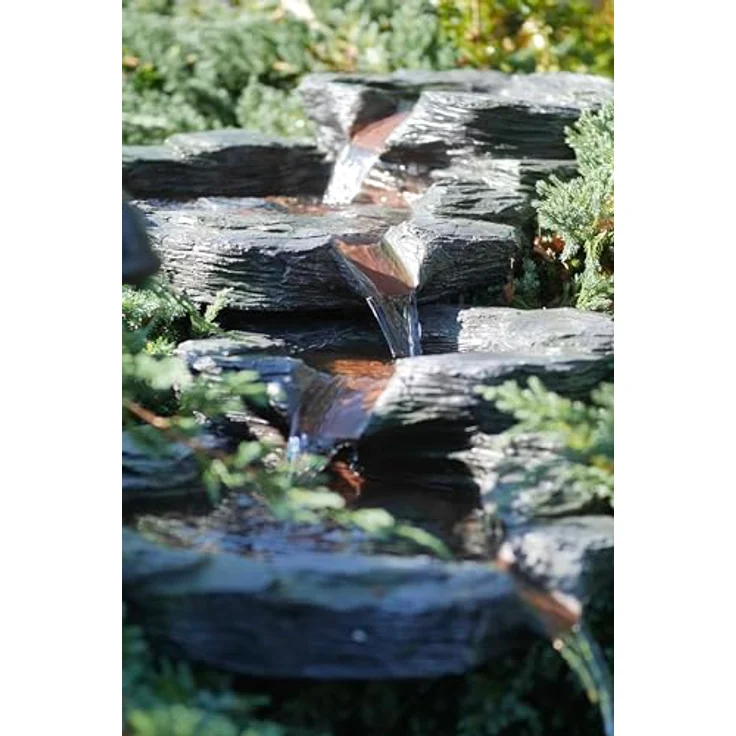 Köhko Bachlaufelement Greifenstein, geschlossener Wasserkreislauf aus Kunststein, 72 cm x 46 cm x 12 cm, für Garten 14007M – Bild 5