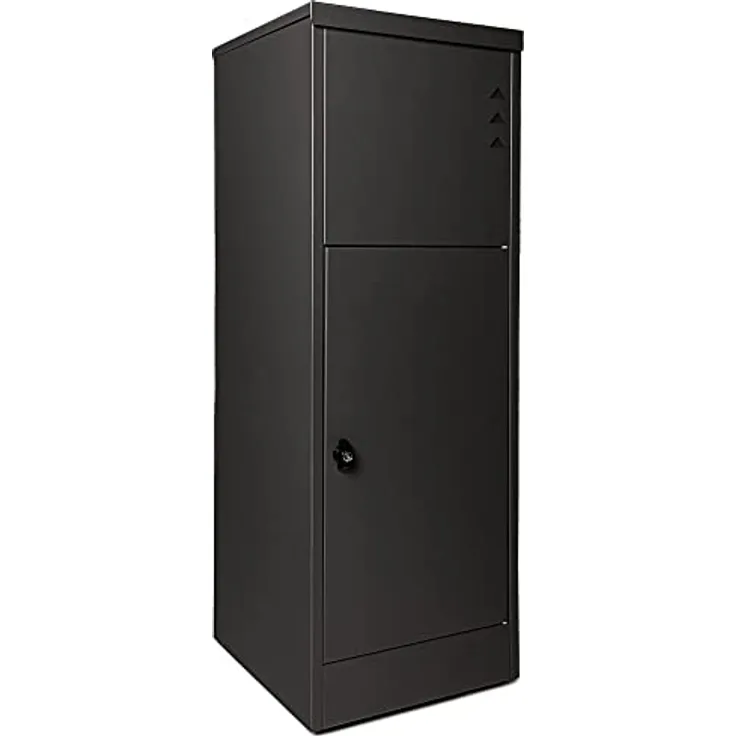 Ondis24 Korona Paketbox XL Postbox für Pakete, Päckchen, Warensendungen und Briefe mit Paketsafe, galvanisiert, mit Gasdruckfedern (118 cm, Grau) (Schwarzlack)