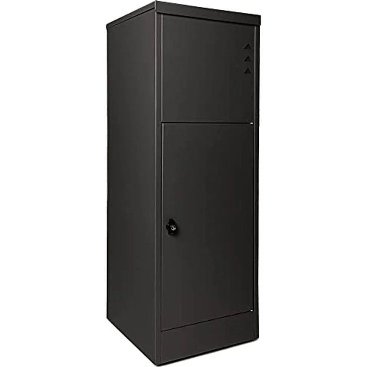 Ondis24 Korona Paketbox XL Postbox für Pakete, Päckchen, Warensendungen und Briefe mit Paketsafe, galvanisiert, mit Gasdruckfedern (118 cm, Grau) (Schwarzlack) – Bild 1