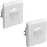 Oktaplex Ela 2er Set Bewegungsmelder Unterputz 160° Infrarot-Sensor 9m Reichweite 230V Hohlwanddose weiß mit Dämmerungssensor