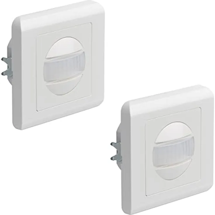 Oktaplex Ela 2er Set Bewegungsmelder Unterputz 160° Infrarot-Sensor 9m Reichweite 230V Hohlwanddose weiß mit Dämmerungssensor