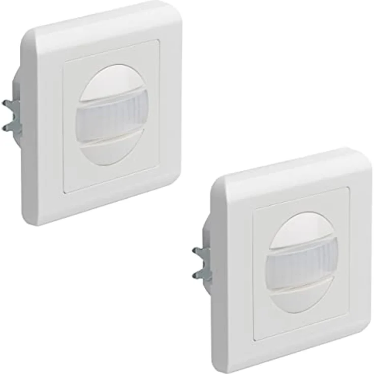 Oktaplex Ela 2er Set Bewegungsmelder Unterputz 160° Infrarot-Sensor 9m Reichweite 230V Hohlwanddose weiß mit Dämmerungssensor – Bild 1