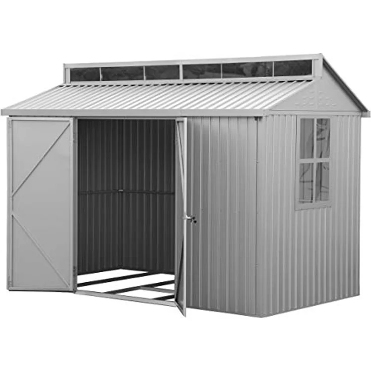 Duramax Aluminium Gartenhaus 10 x 6 (5.36 m²), langlebig und wasserdicht Lagerschuppen, mit Oberlicht, Fundament, Seitenfenster und abschließbaren Doppeltüren, Gartenhaus aus Aluminium – Bild 5