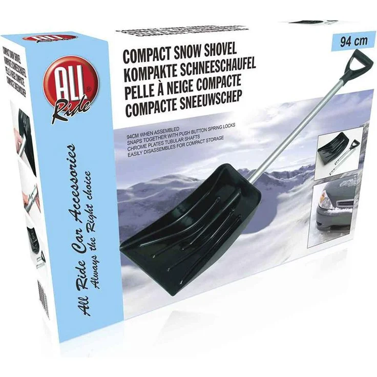 All Ride Schneeschaufel Easy to Disassemble, kompakte Schneeschaufel aus Kunststoff, 94 cm, schwarz