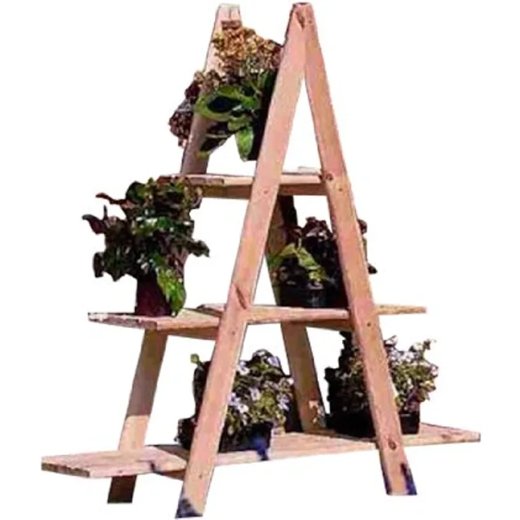Promadino Blumenständer Blummentreppe, BxTxH: 101x31x113 cm, aus robustem Holz, naturfarben, frost- und witterungsbeständig