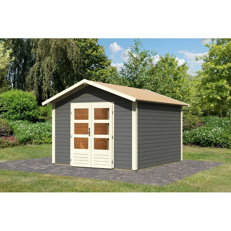 Karibu Gartenhaus Triberg 8, 330x330 cm, nordische Fichte, Satteldach, 28 mm Wandstärke