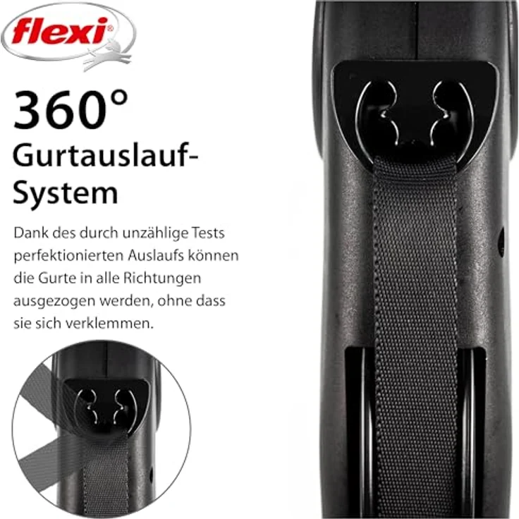 flexi Giant Black Edition Roll-Leine, 8 m Gurt für Hunde bis 50 kg, schwarz – Bild 4