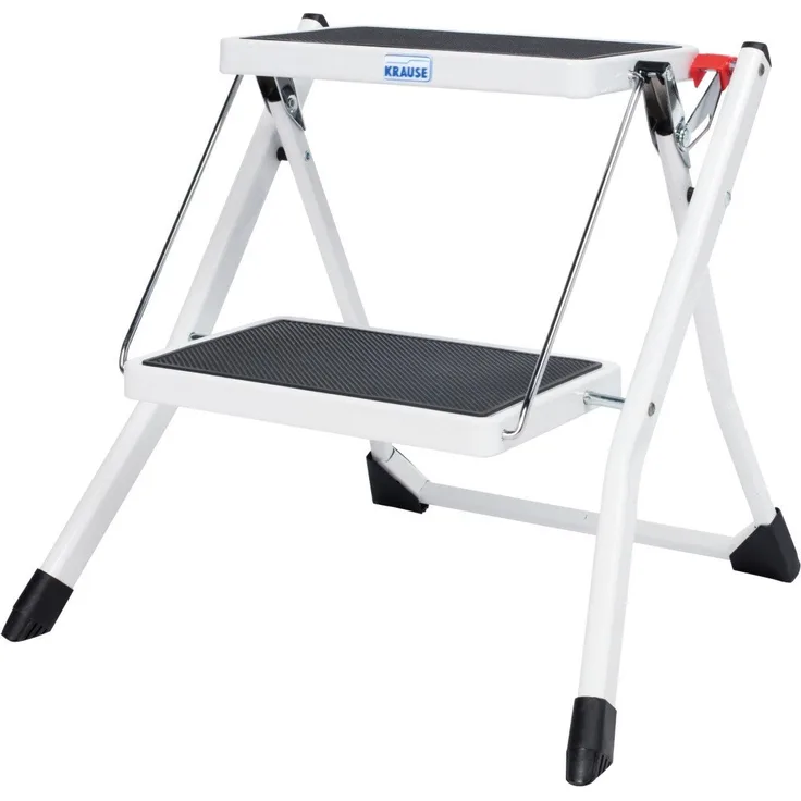 Krause Stahl-Trittleiter Monto 2,44 m, Stahl mit Anti-Rutsch-Matten, klappbar, 150 kg Belastungsgewicht