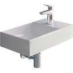Alpenberger Keramik Waschbecken Klein Gäste WC Lösung | Mini Handwaschbecken | Designer Wandwaschbecken | Kleiner Waschplatz zur Wandaufhängung | Badwaschtisch 45 cm Breit | Pflegeleichtes Becken