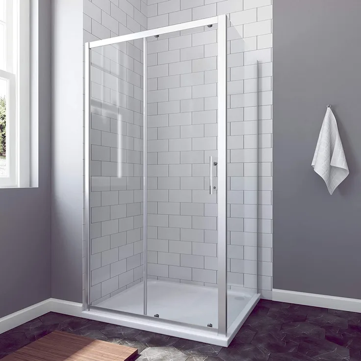 AQUABATOS Duschkabine Eckeinstieg 100x75 cm, Schiebetür und Seitenwand, 6mm ESG, Höhe 185 cm