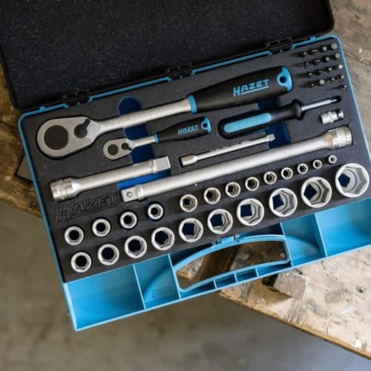 HAZET Bit- und Steckschlüsselset 953HP, HiPer Feinzahn-Umschaltknarre mit 47 Werkzeugen und Carbon Optik, 12,5 mm (1/2 Zoll) – Bild 4