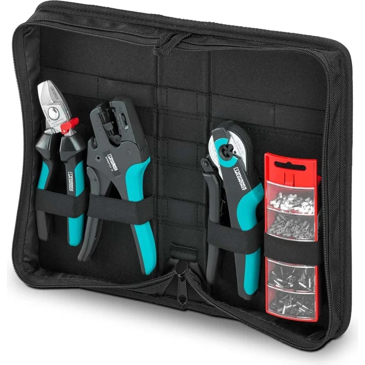 Phoenix Contact Werkzeugkoffer, Werkzeugtasche Bestückt, 3 Teile mit hochwertigen Verpressungswerkzeugen, robust und vielseitig