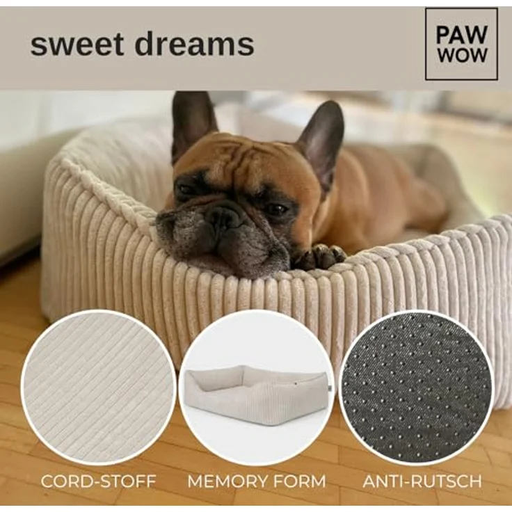 PAW WOW Anton Hundebett | Orthopädisches Hundebett für mittelgroße und große Hunde (Beige, 100x70cm) – Bild 3