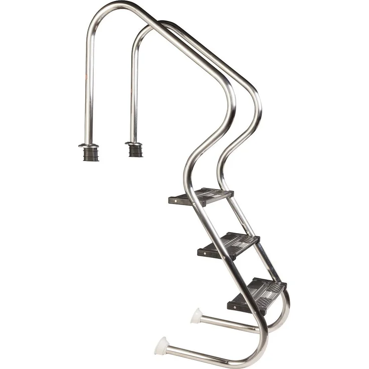Mountfield Edelstahlleiter COMFORT 3-Stufen, aus AISI 304 Edelstahl, hohe Stabilität