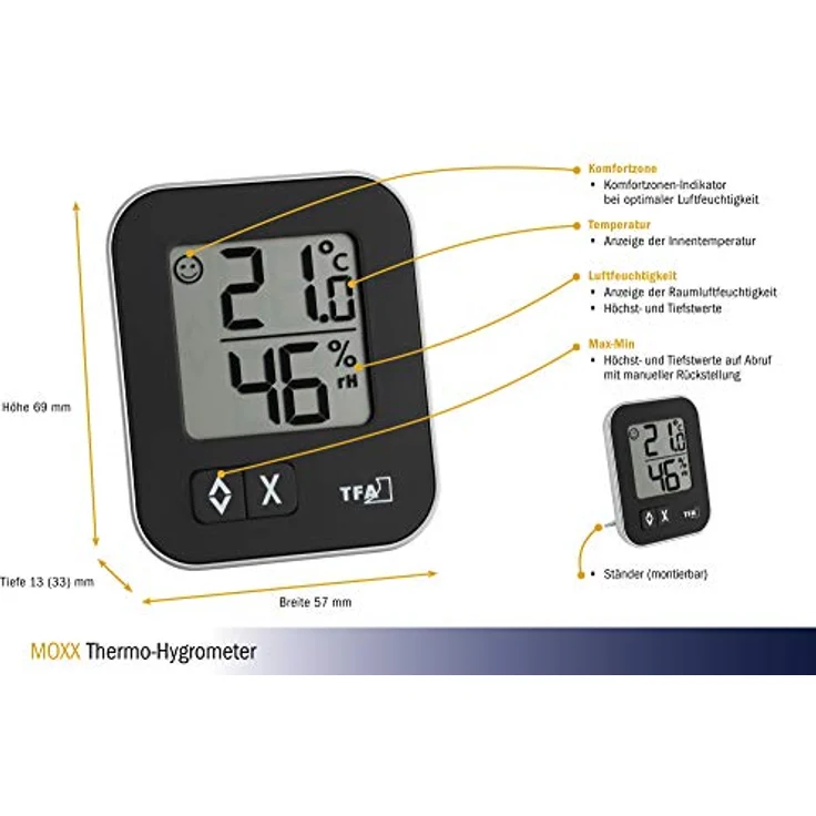 TFA Dostmann 30.5026.01 Luftfeuchtemessgerät (Hygrometer) 20% rF 99% rF – Bild 4