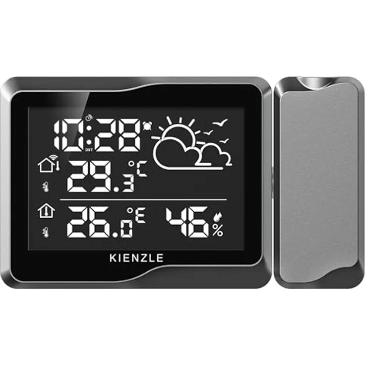 Kienzle Wetterstation Funk mit Außensensor, Projektion, DCF Uhr, Frostwarnfunktion und Innentemperaturanzeige – Bild 3